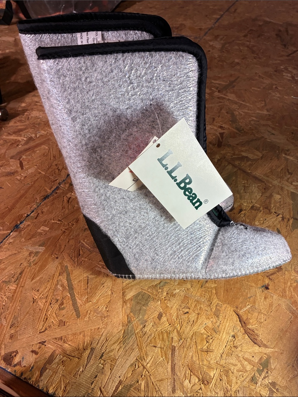 L.L. Bean Gray Wool Boot Insert with Black Trim